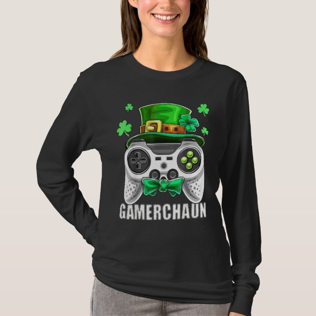 St Patricks Day Leprechaun Video Game Controller B T-Shirt (Front)