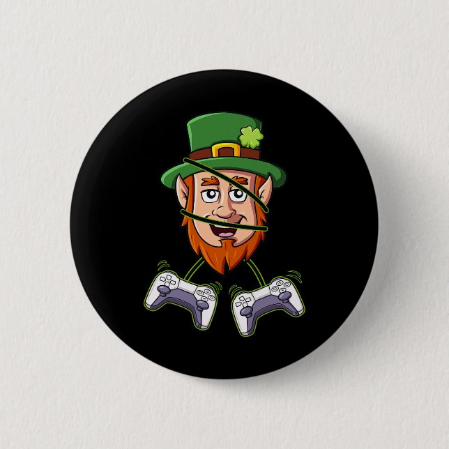 St Patricks Day Leprechaun Video Game Controllers  6 Cm Round Badge (Front)