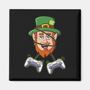 St Patricks Day Leprechaun Video Game Controllers  Magnet