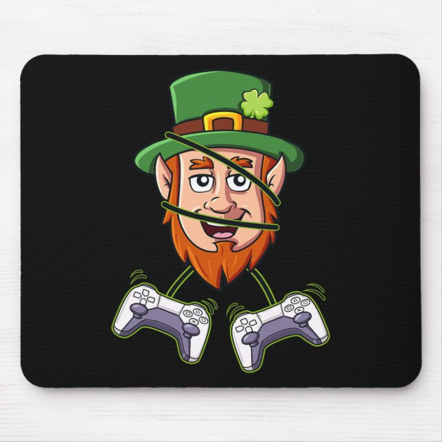 St Patricks Day Leprechaun Video Game Controllers  Mouse Mat (Front)