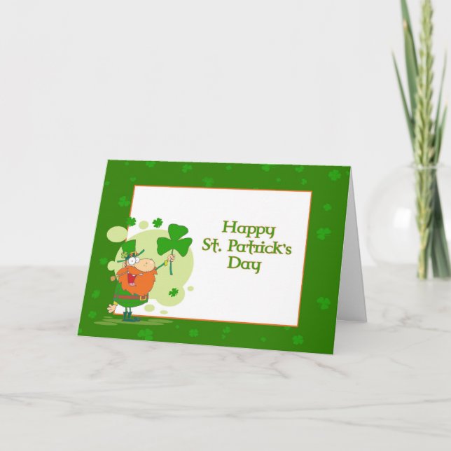 St. Patrick's Day Leprechaun w/Shamrock Card (Front)