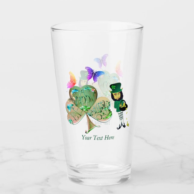 St. Patrick's day Leprechaun w/Text  Glass (Front)