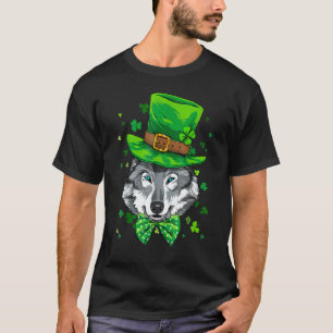 St Patrick's Day Leprechaun Wolf Shamrock Wolf Iri T-Shirt