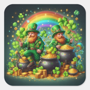 St. Patrick's Day Leprechaun's Gold Square Sticker