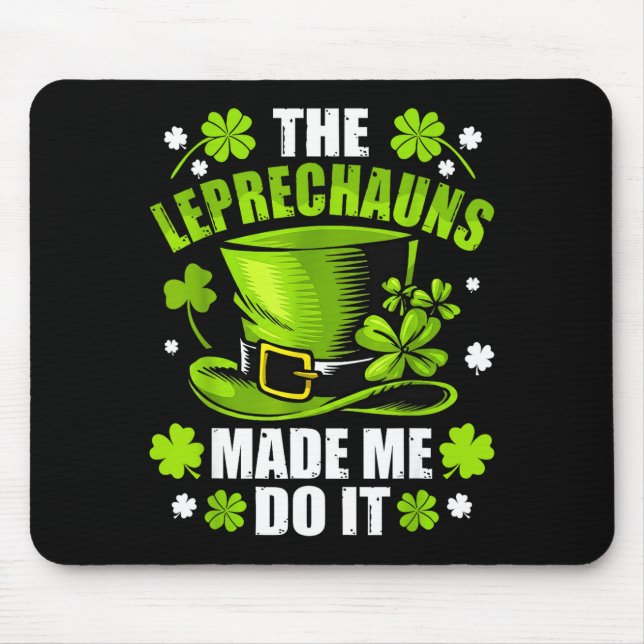 St patricks day leprechauns made do funny shamrock mouse mat (Front)