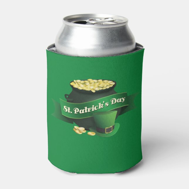 St Patricks Day Leprechaun's Pot of Gold Can Cooler (Can Front)