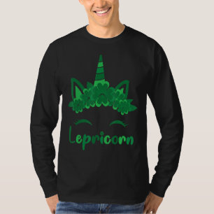 St Patricks Day Lepricorn Girls Cute Unicorn Face T-Shirt