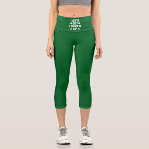 St Patrick's Day Let's Get Lucked Up Irish Clover  Capri Leggings
