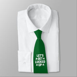 St Patrick's Day Let's Get Lucked Up Irish Clover Tie