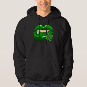 St Patrick's Day Lips Leopard Shamrock Awesome Iri Hoodie