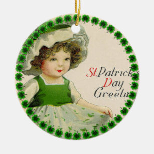St Patrick's Day Little Irish Girl Ceramic Tree Decoration