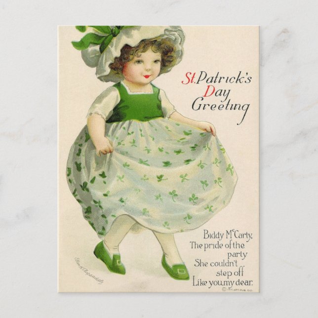 St Patrick's Day Little Irish Girl Holiday Postcard (Front)
