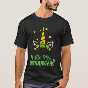 St Patricks Day  Little Miss Shenanigans Girl Todd T-Shirt