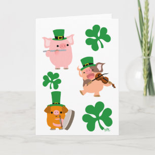 St Patrick's Day little musicians greeting card