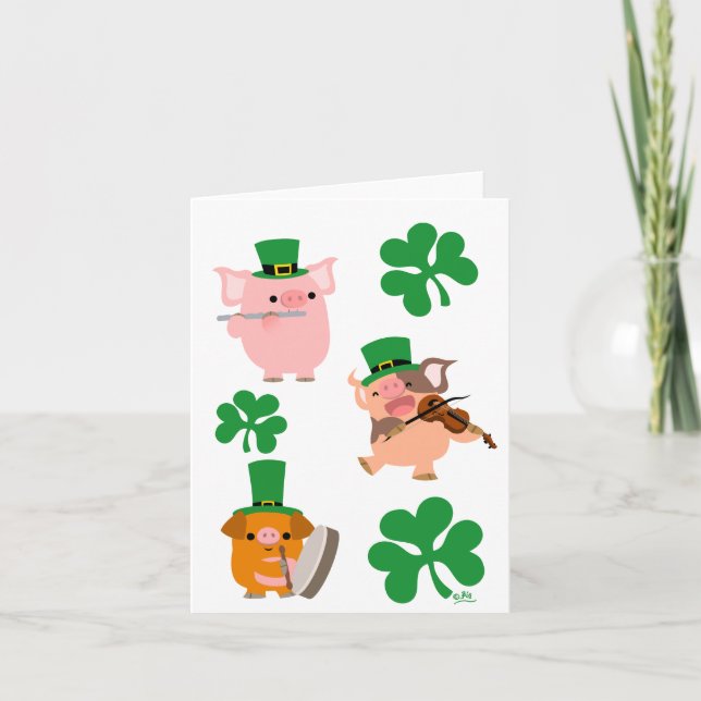 St Patrick's Day little musicians notecard (Front)