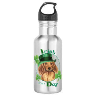 St. Patrick's Day Longhaired Dachshund 532 Ml Water Bottle
