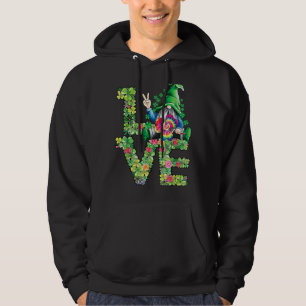 St Patricks Day Love Gnome Love Shamrock Clover Bo Hoodie