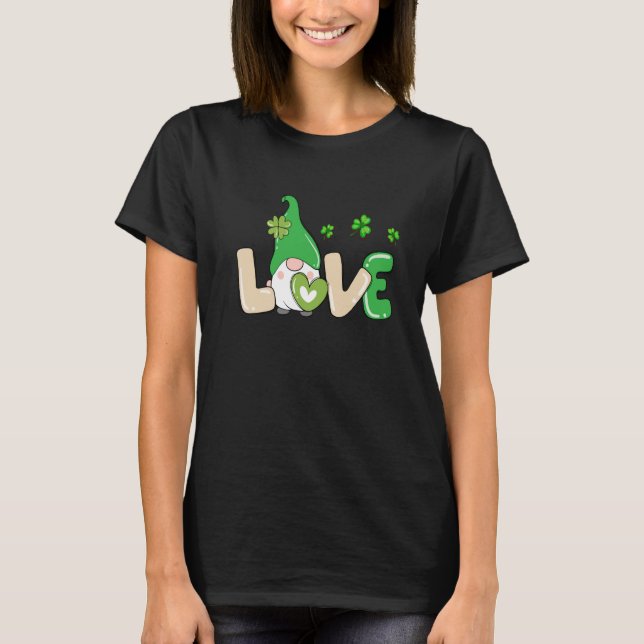 St Patrick's Day Love Gnome T-Shirt (Front)