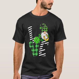 St Patrick's Day Love Gnomes Shamrock Horseshoe Ir T-Shirt