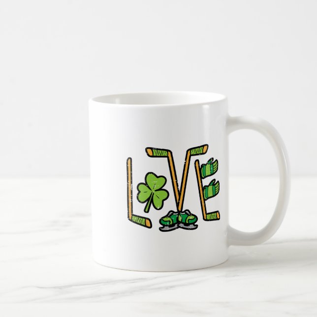 St Patricks Day Love Ice Hockey Saint Paddys Men B Coffee Mug (Right)