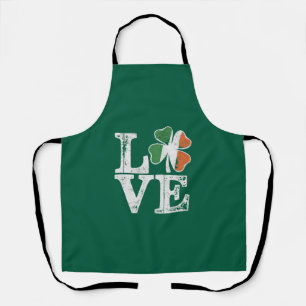 St Patricks Day Love Lucky Irish Shamrock Green  Apron