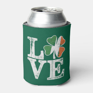 St Patricks Day Love Lucky Irish Shamrock Green  Can Cooler