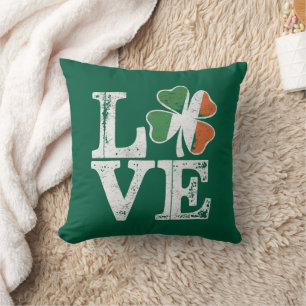 St Patricks Day Love Lucky Irish Shamrock Green  Cushion