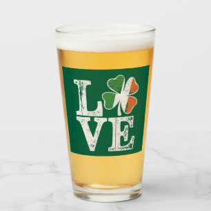 St Patricks Day Love Lucky Irish Shamrock Green Glass