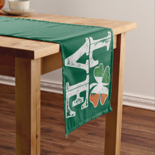St Patricks Day Love Lucky Irish Shamrock Green  Short Table Runner