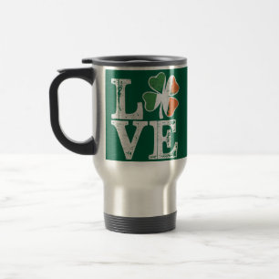 St Patricks Day Love Lucky Irish Shamrock Green  Travel Mug