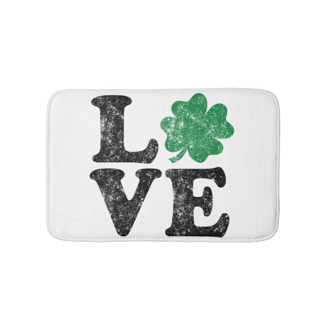 St Patrick's Day LOVE Shamrock Irish Bath Mat (Front)