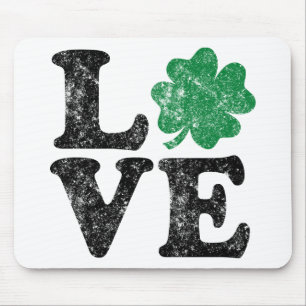 St Patrick's Day LOVE Shamrock Irish Mouse Mat