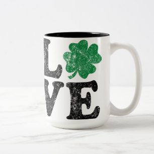 St Patrick's Day LOVE Shamrock Irish Two-Tone Coffee Mug