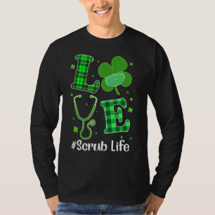 St Patricks Day Love Stethoscope Scrub Nurse Life T-Shirt