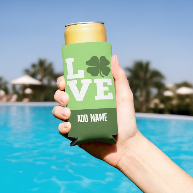 St Patricks Day LOVE with a shamrock Seltzer Can Cooler (In Situ Pool)