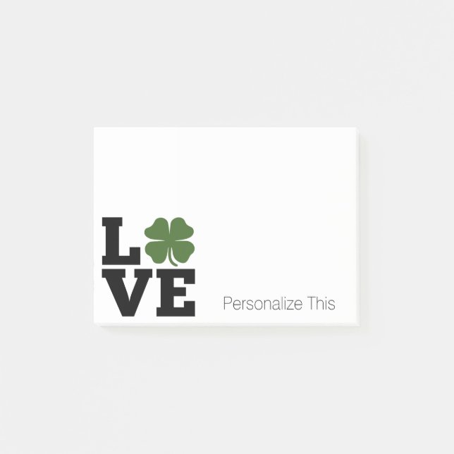 St. Patrick's Day Love with green shamrock Post-it Notes (Front)