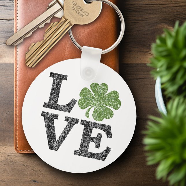 St Patricks Day LOVE with shamrock Key Ring (Creator Uploaded)