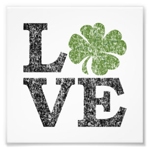 St Patricks Day LOVE with shamrock Photo Print