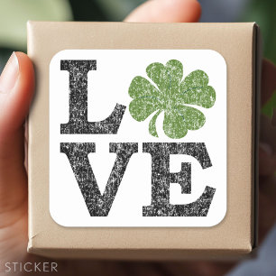 St Patricks Day LOVE with shamrock Square Sticker