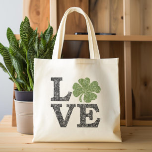 St Patricks Day LOVE with shamrock Tote Bag
