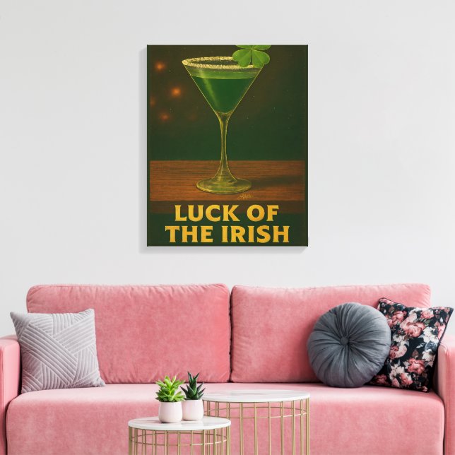 St. Patrick's Day Luck Of The Irish Clover Martini Canvas Print (Insitu(LivingRoom))