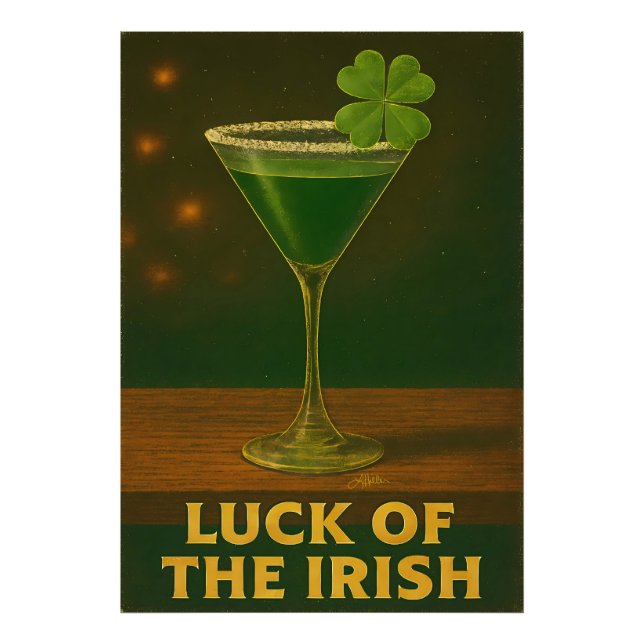 St. Patrick's Day Luck Of The Irish Clover Martini Photo Print (Front)