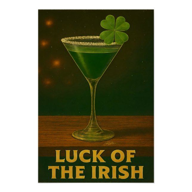 St. Patrick's Day Luck Of The Irish Clover Martini Poster (Front)