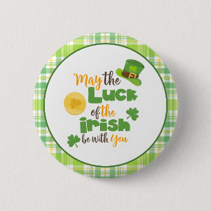 St Patrick's Day Luck of the Irish Plaid 6 Cm Round Badge