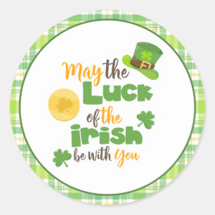 St Patrick's Day Luck of the Irish Plaid Classic Round Sticker