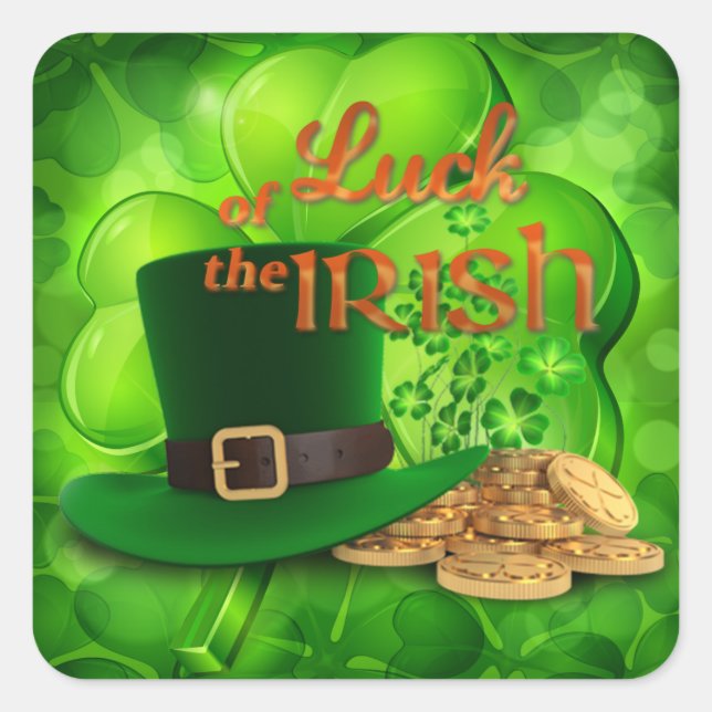 St. Patrick's Day - Luck of the Irish" Square Sticker (Front)