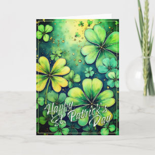 St. Patrick's Day Luck - Watercolor Shamrocks 🍀✨ Card