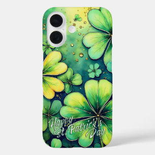 St. Patrick's Day Luck - Watercolor Shamrocks 🍀✨ iPhone 16 Case