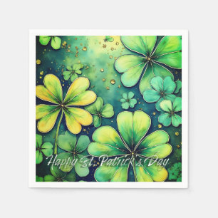 St. Patrick's Day Luck - Watercolor Shamrocks 🍀✨ Napkin