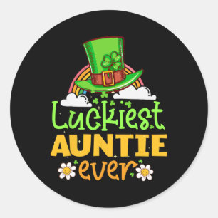St Patricks Day Luckiest Auntie Ever Matching Fun Classic Round Sticker